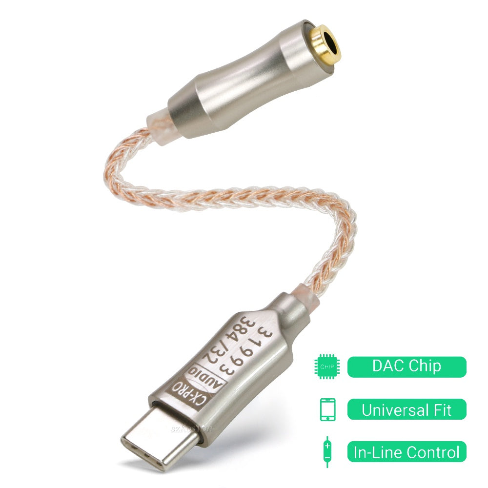 Fixim DAC Entry - USB C auf 3,5mm Klinke Audio Konverter Hi-Fi Adapter mit CX31993 Chip