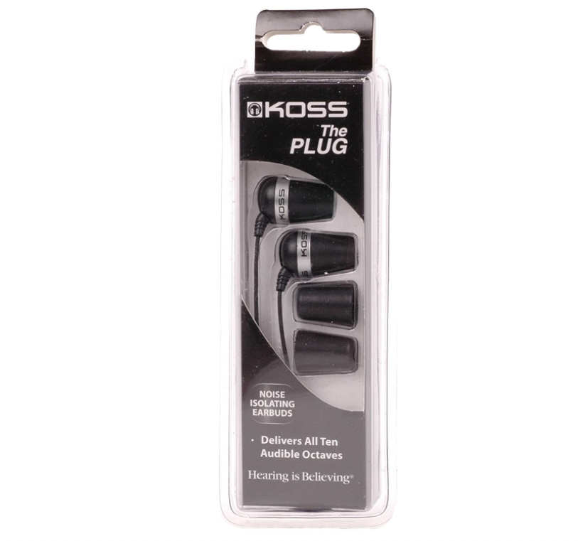 Koss The Plug Wireless Bluetooth in-Ear Buds In-Line Microphone and Remote Noise Isolating Memory Foam Cushions Black