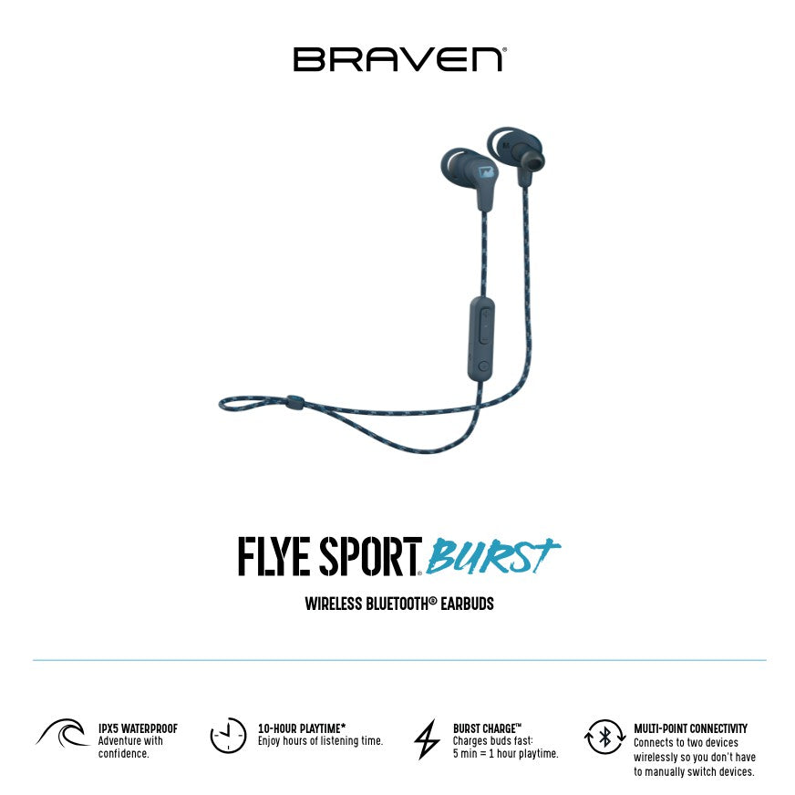Braven Flye Sport Burst - Auriculares inalámbricos - Azul